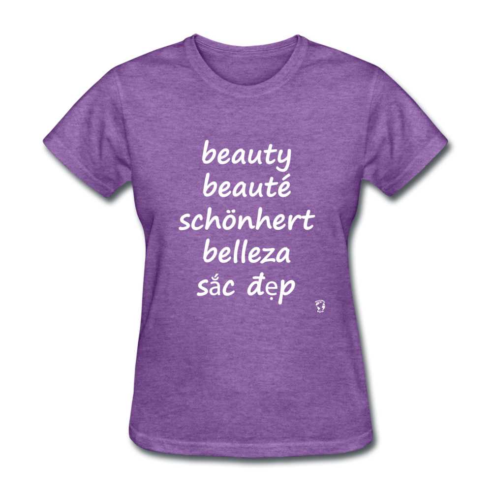 Beauty in Five Languages T-Shirt - purple heather