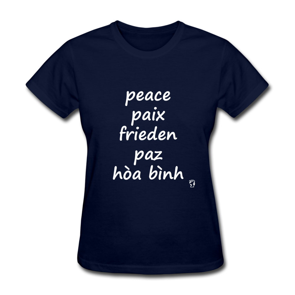 Peace in Five Languages T-Shirt - navy
