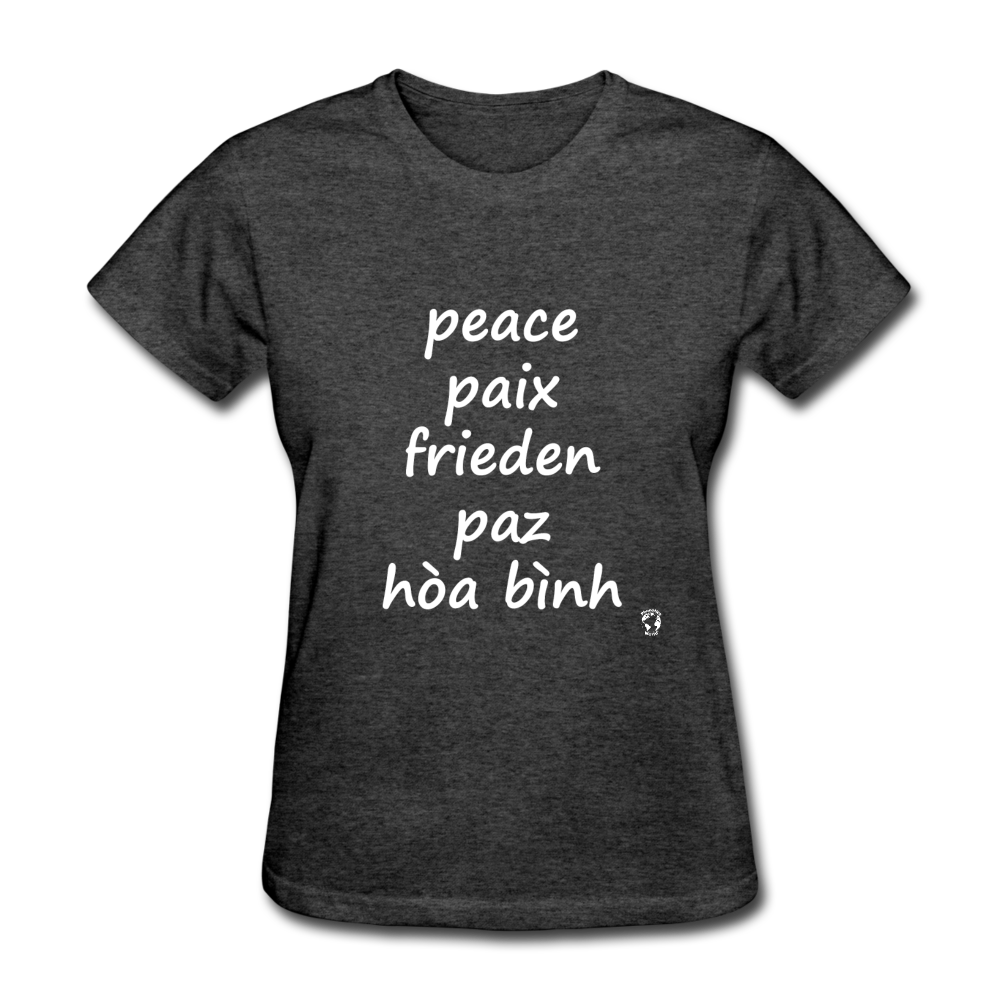 Peace in Five Languages T-Shirt - heather black